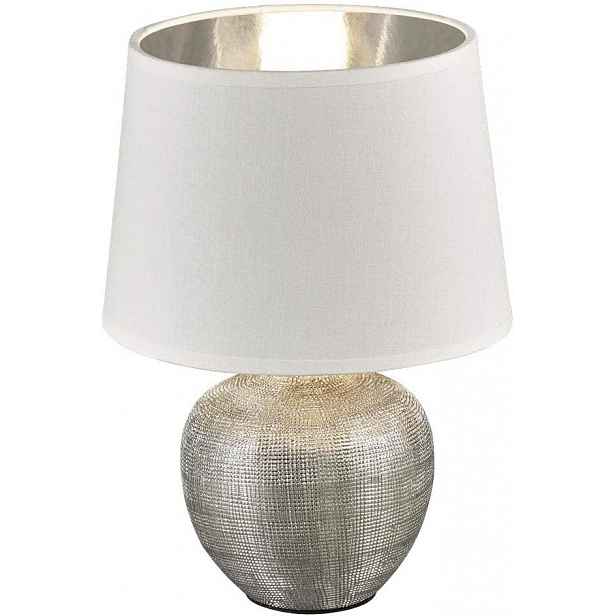 Keramická Stolní Lampa Reality, Bílé Stříbrné Stínidlo, 26 CM, 40 W