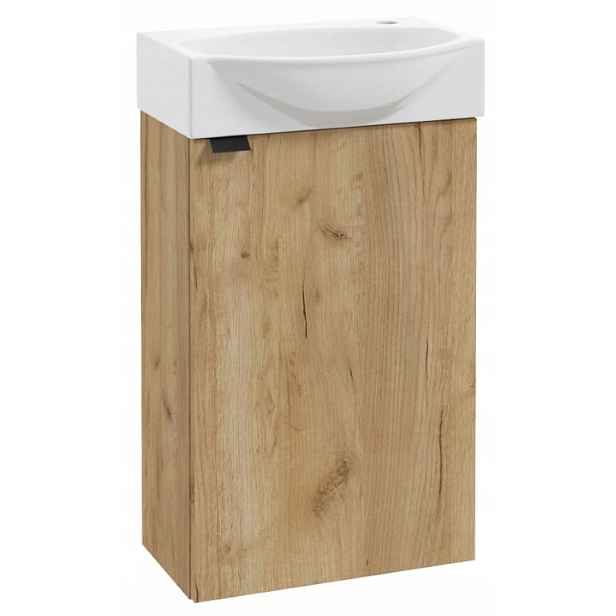Koupelnová skříňka s umyvadlem 60x40 cm závěsná, praktická, dub craft