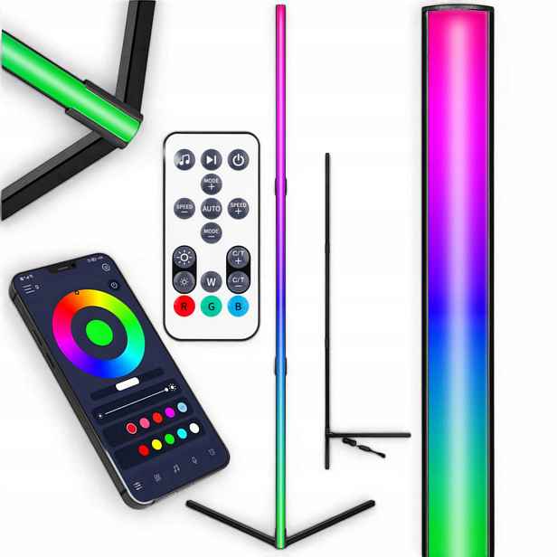 Led Rgb stojací lampa 140 cm – dálkový ovladač, aplikace, černá