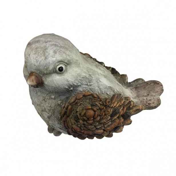 Pták dekor kamínky keramika hnědo/šedá 32cm