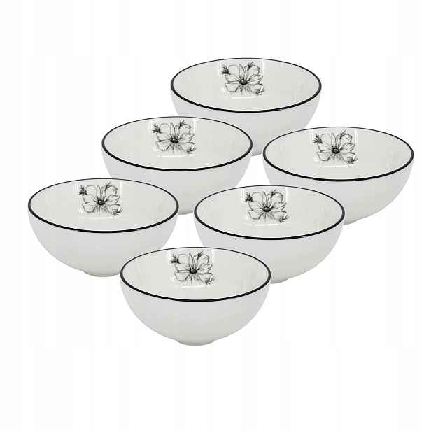 Set 6 ks Miska Alba Dash Bloom, 15 cm, černá kytka