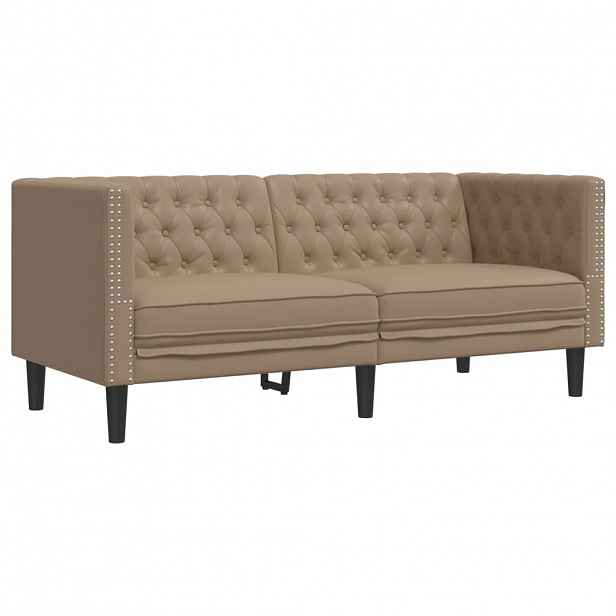 vidaXL Pohovka Chesterfield 2místná cappuccino umělá kůže