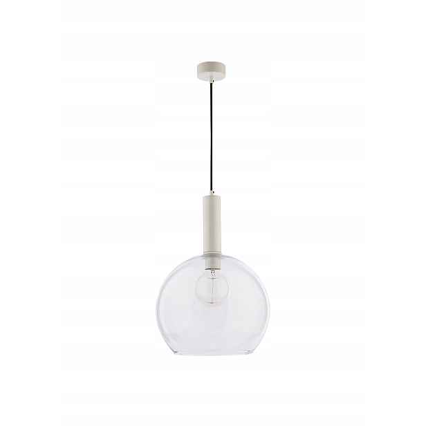 Závěsná lampa Jupiter 1xE27 15W, sklo/ocel, Ø30 cm, bílá/průhledná