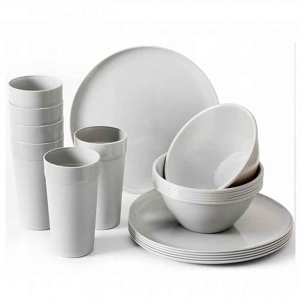Obědový set 18el 6os Talíře Misky Hrnky Šedé Bpa Free do mikrovlnné trouby