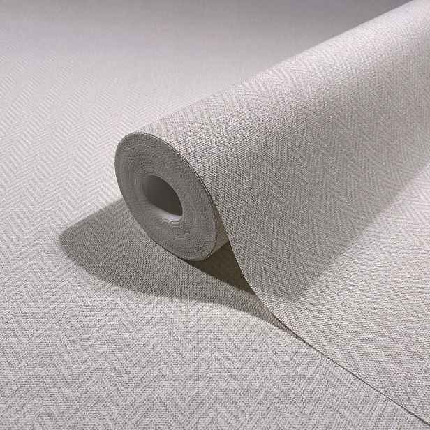 Šedá vinylová tapeta s jedličkou na flizelině do pokoje, struktura 10 M X 106 CM