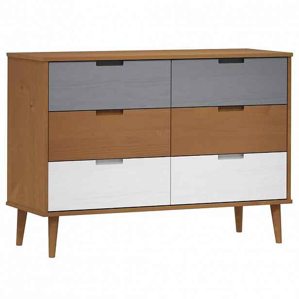vidaXL Zásuvková komoda MOLDE hnědá 113x40x80 cm masivní borové dřevo