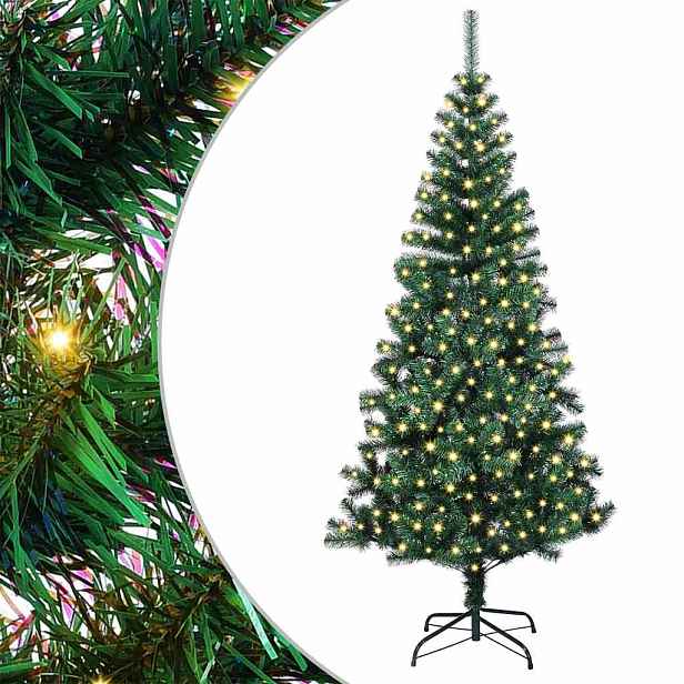 vidaXL Umělý osvětlený vánoční stromeček Zelená 180 cm PVC a kov