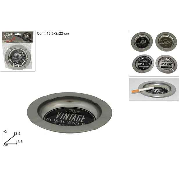 PROHOME - Popelník plech 13,5x2cm různé motivy