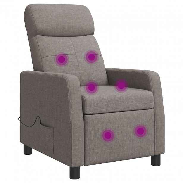 vidaXL Masážní polohovací křeslo Taupe Textil