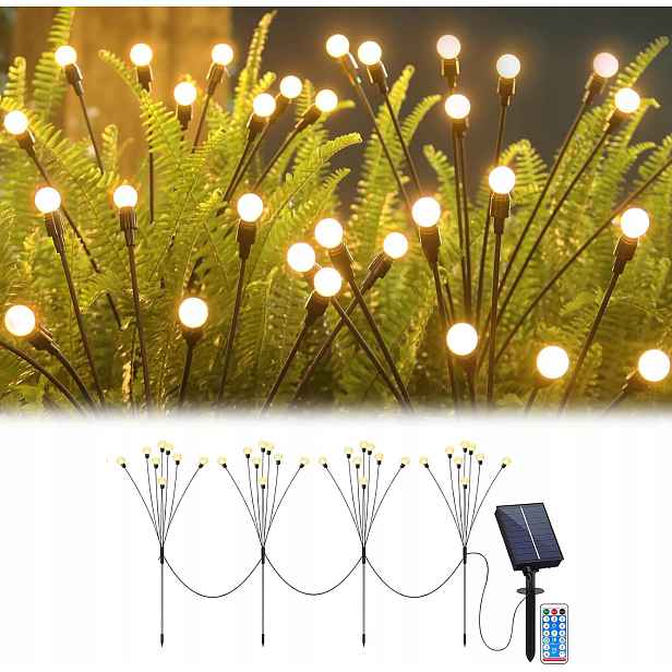 Solární zahradní lampa Firefly sada 4ks s dálkovým ovládáním a časovačem 1200 mAh