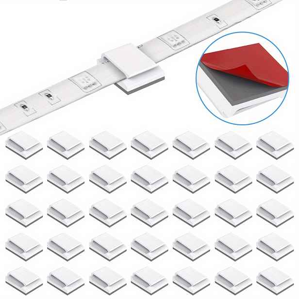 TEMU 100 Balení Samolepících Držáků Pro Montáž Pásků Na Světelné Pásy Pro Světelné Pásy O Šířce 8 Mm Mm, Klipy Na Světelné Pásy LED, Klipy Na