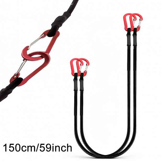 TEMU 2 ks Bungee šňůry, elastické lana s karabinami, 90 cm 120 cm 200 cm černé prémiové gumové elastické , s karabinovými háky, vhodné pro auto,