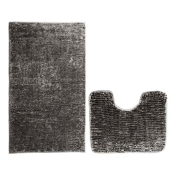 Tmavě šedé WC koupelnové předložky v sadě 2 ks 80x50 cm Bati – Restilo