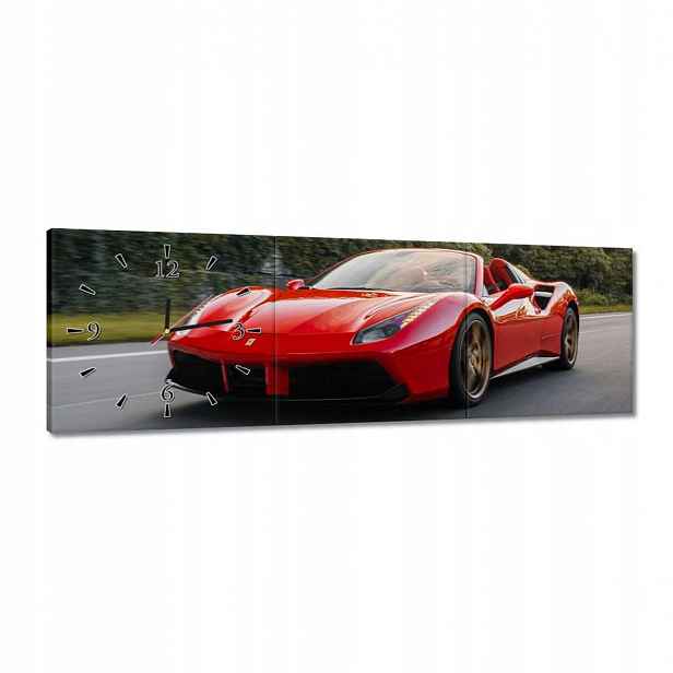 Hodiny 90x30 Červené Ferrari Cesta