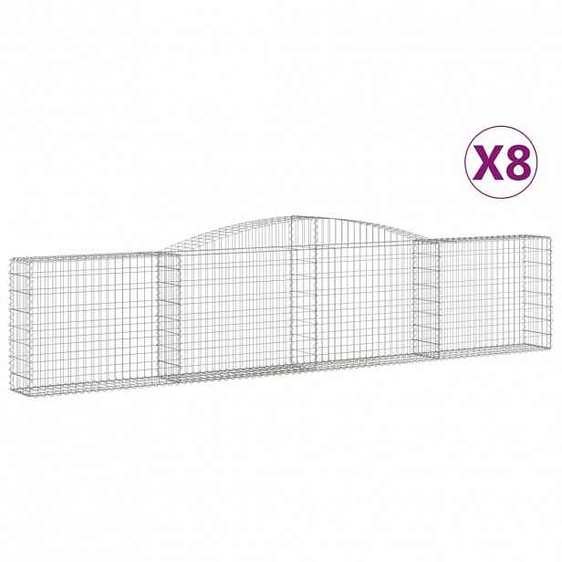 vidaXL Klenuté gabionové koše 8 ks 400x30x80/100 cm pozinkované železo