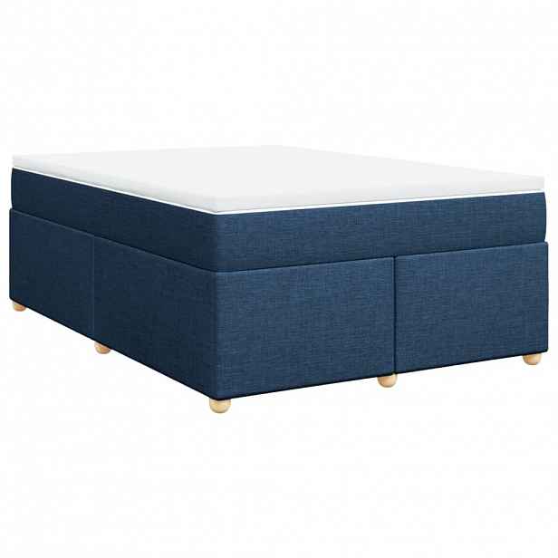 vidaXL Box spring postel s matrací modrá 140x200 cm textil