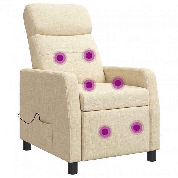 vidaXL Masážní polohovací křeslo Krémová Textil