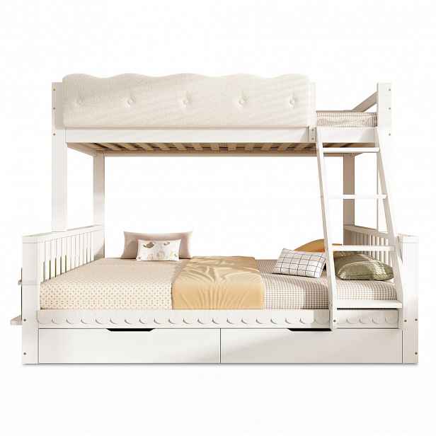 CHICFURN PATROVÁ POSTEL 90/200 cm & 140/200 cm v bílé barvě se zásuvkami
