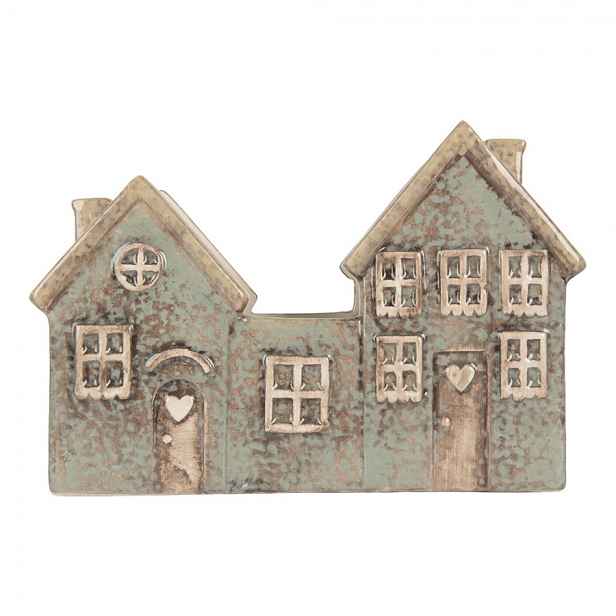 Šedo-zelený keramický domek na čajovou svíčku Lamont - 22*9*15 cm Clayre & Eef