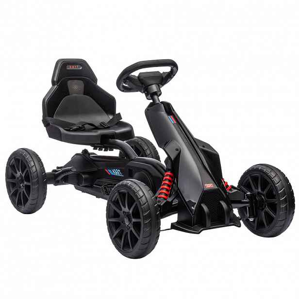HOMCOM DĚTSKÝ ŠLAPACÍ GOKART, černý, plast, kov