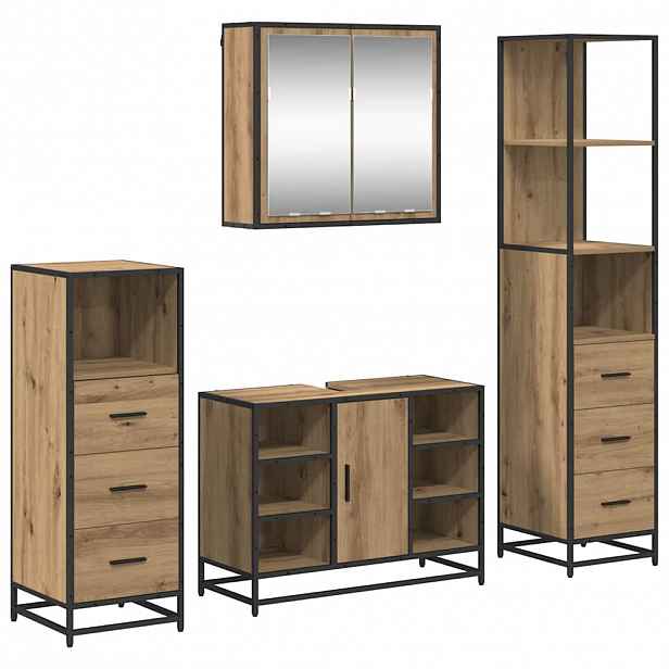 vidaXL Sada koupelnového nábytku 4 ks Artisanový dub 80 x 33 x 60 cm