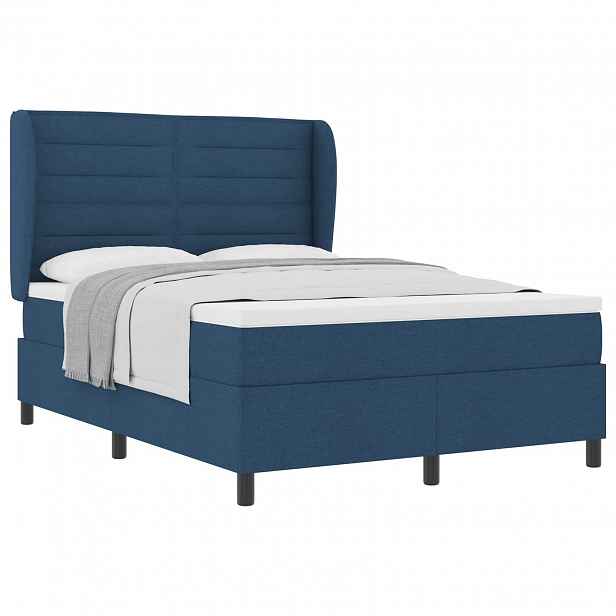 vidaXL Postel s boxspringem s matrací s čelo Modrá 140 x 190 cm textil