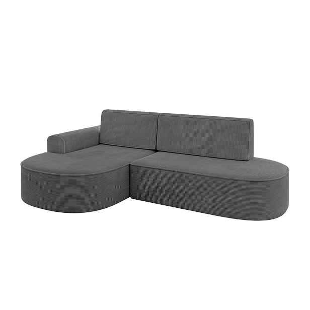 ALTDECOR ROHOVÁ SEDAČKA s funkcí spaní a otomanem, levá MARI-L1-S 283x167x85 Tmavě šedá Manšestr