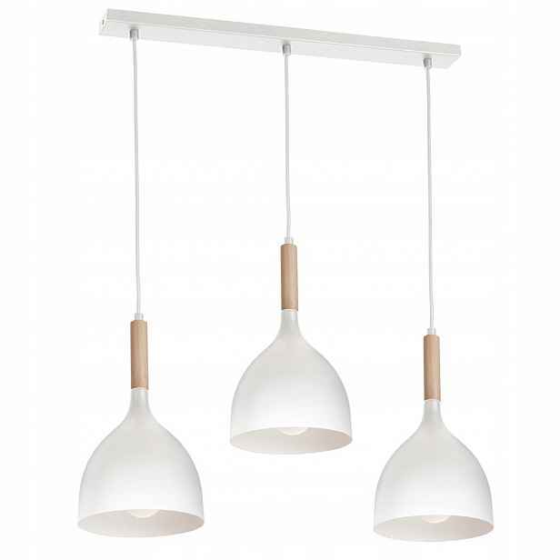 Bílá trojitá závěsná lampa na liště Noak Wood 1196 Luminex