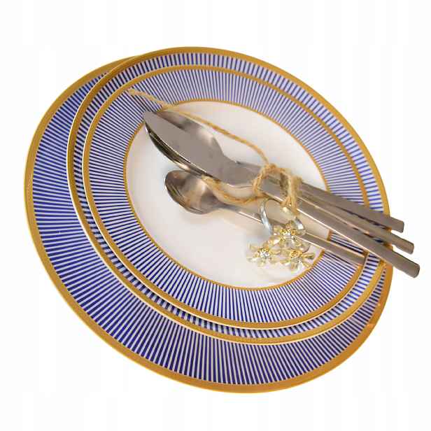 Elegantní 18dílná porcelánová jídelní servis souprava se zlatým forma pro 6 osob