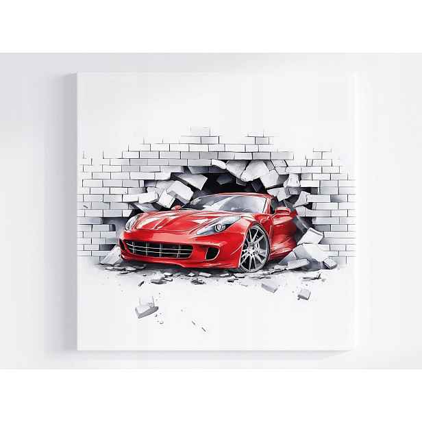 Obraz Na Plátně Canvas Červené Auto Ferrari Mur 3D 50x50
