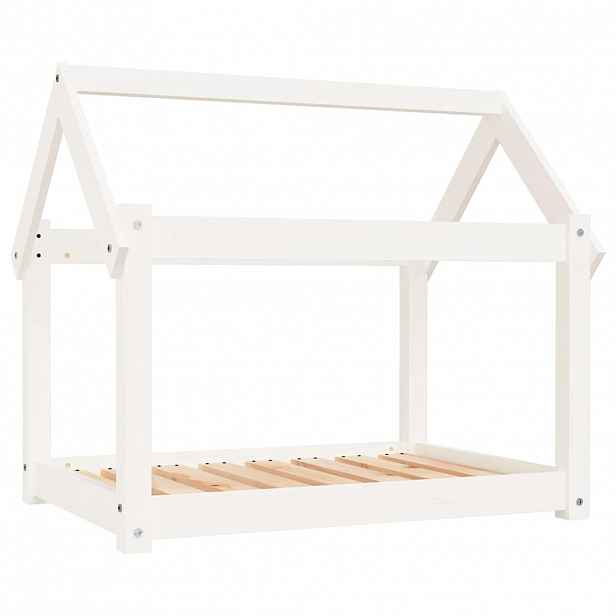 vidaXL Pelíšek pro psy bílý 81x60x70 cm masivní borovice