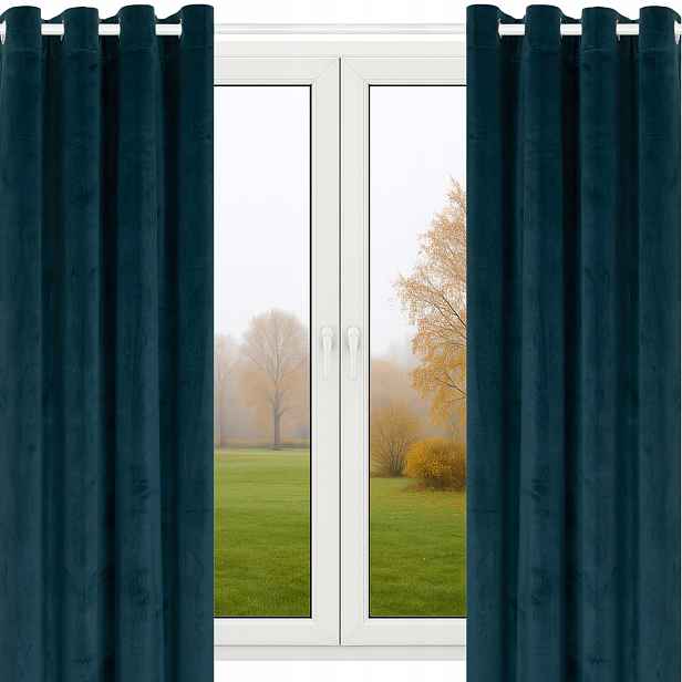 Závěs Na Průchodkách 140X250 Velurové Záclony 2 Ks Tyrkysové Modré