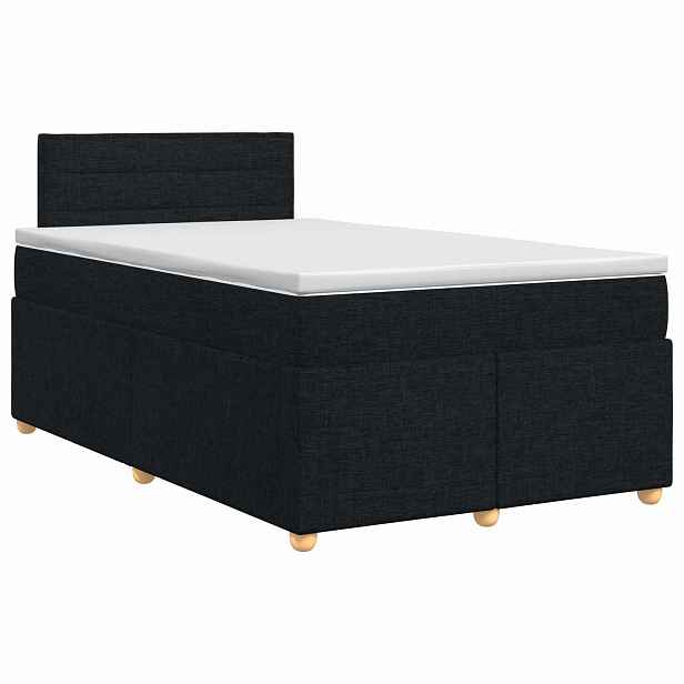 vidaXL Postel boxspring s matrací s čelo Černá 120 x 190 cm Textil