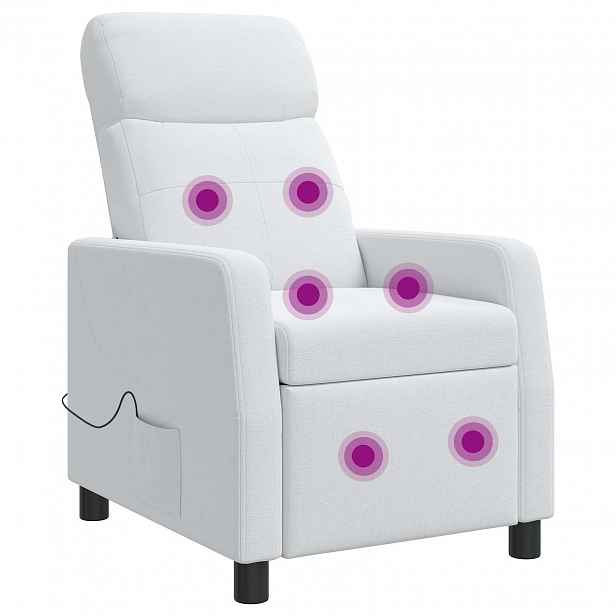 vidaXL Masážní polohovací křeslo Bílá Textil