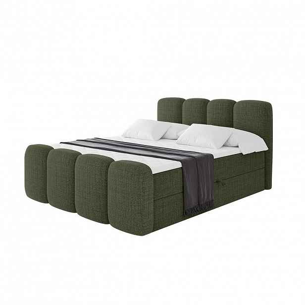 ALTDECOR AMERICKÁ postel s matrací H4 a lamelovým roštem – NINA-Z – 200 x 200 cm – zelená