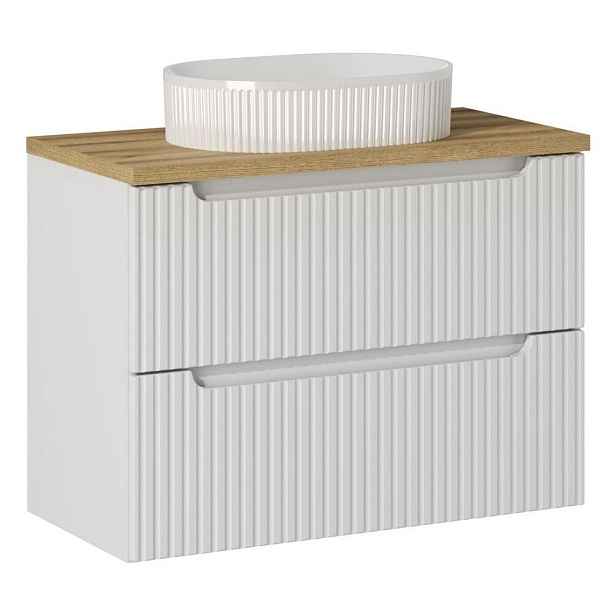 Comad Závěsná skříňka Nova White I s deskou a umyvadlem 80 cm bílá/dub coast evoke
