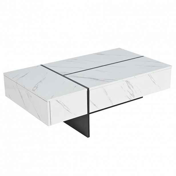 FLIEKS KONFERENČNÍSTOLEK 105x60cm LED Lesklý Mramor Bílý