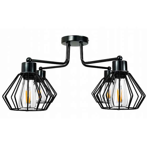 Závěsná Led lampa Berge Loft Dron Brilant 4x E27 Kovová Černá