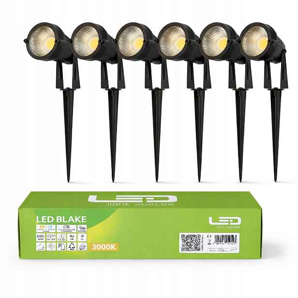 6 x Led zapichovací zahradní reflektorová lampa pro zahradu s kabelem IP65 3000K