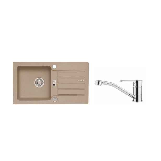 Alveus SET ALVEUS NIAGARA 30/55 + BATERIE RUTA - granitový béžový dřez 775 x 430 mm v setu s baterií