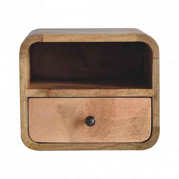 Artisan Furniture MINI NOČNÍ STOLEK kulatý, dubové provedení, 1 zásuvka, severské nohy, béžová