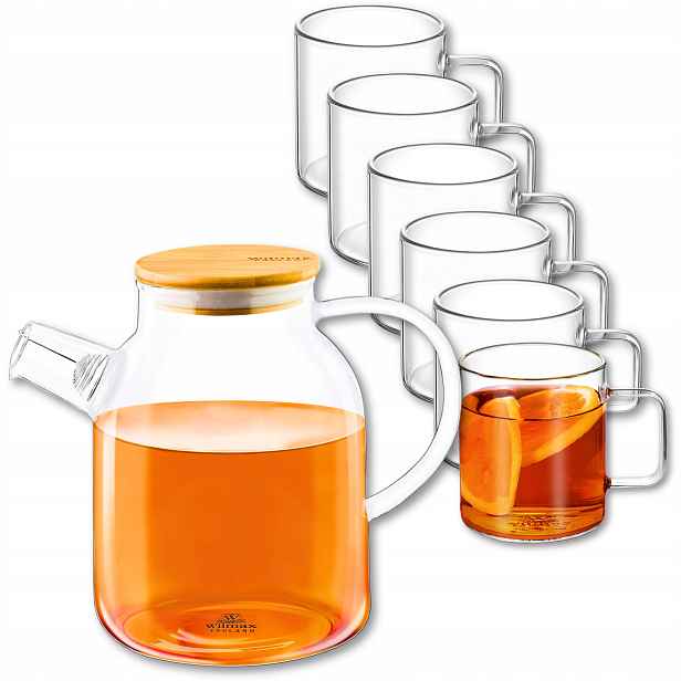 Sada na nápoje Velký džbán 1,6 l a 6 hrnků 320 ml z termo skla