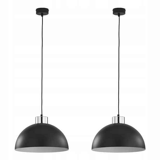 Tk Lighting Sada 2x Stropní závěsná lampa Černá Kov 33 cm