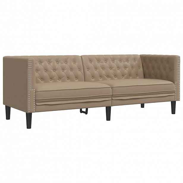 vidaXL Pohovka Chesterfield 3místná cappuccino umělá kůže