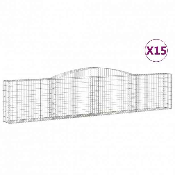 vidaXL Klenuté gabionové koše 15ks 400x30x80/100 cm pozinkované železo