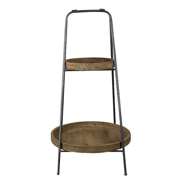 2patrový kovový etažér s dřevěnými podnosy Suzane – Ø46*74 cm Clayre & Eef