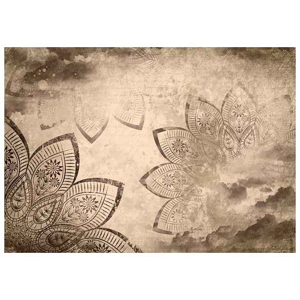 Fototapeta Mandala béžovo-hnědá vinylová vintage geometrie 254x184 lepidlo
