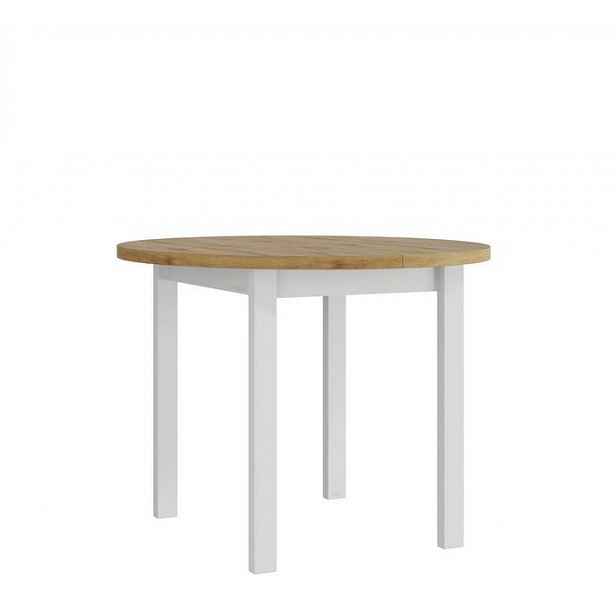 Malý rozkládací kulatý jídelní stůl 100 cm BAIRD 2 - dub artisan / bílý