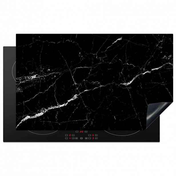 MuchoWow KRYT NA INDUKČNÍ DESKU Mramorový vzhled - Černá - Luxusní 85x52 cm