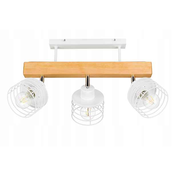 Dřevěná stropní lampa Lustr Stropní Svítidlo Loft Bílá na 3x Klosz E27